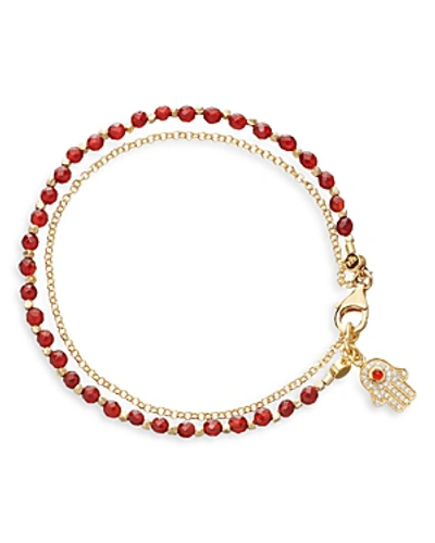 Shop Astley Clarke Hamsa Red Agate Biography Bracelet In 18k Gold-plated Sterling Silver In Red/gold