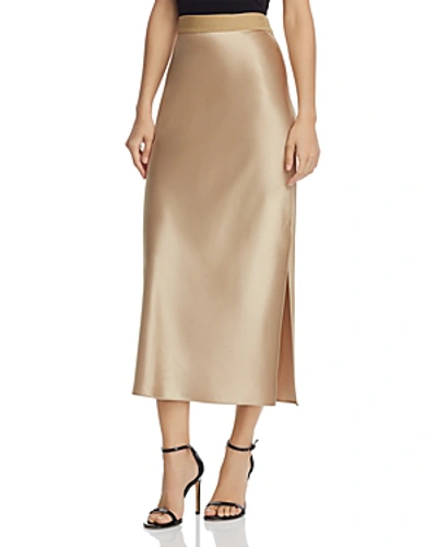 Shop Theory Satin Column Skirt In Beige Clay