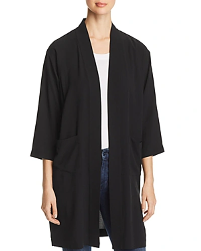Shop Eileen Fisher Silk Kimono Jacket In Black