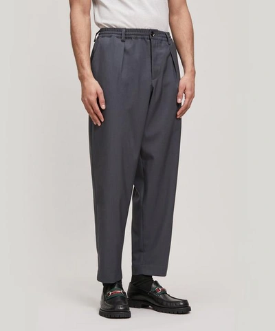 Shop Marni Tropical Wool Trousers In Grey
