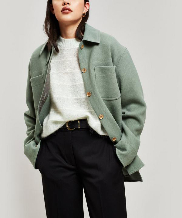 Acne Studios Odenna Boiled Stretch-wool Overshirt In Dusty Green | ModeSens