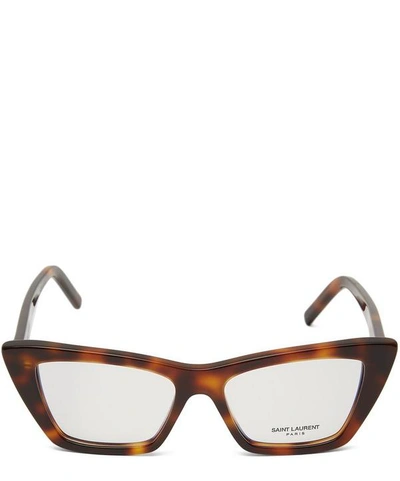 Shop Saint Laurent Cat-eye Optical Glasses In Havana