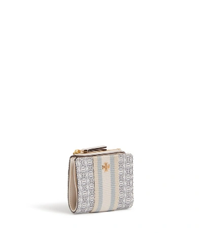 Shop Tory Burch Gemini Link Canvas Mini Wallet In New Ivory Gemini Link