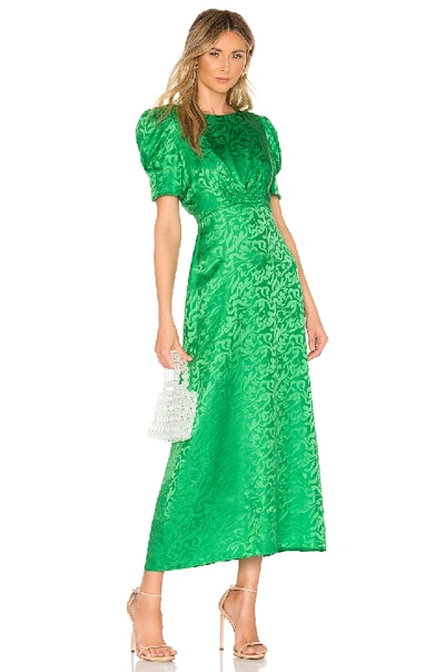 Shop Saloni Bianca Dress In Leaf Green