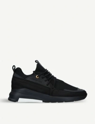 Shop Andriod Midnight Runyon Neoprene And Leather Trainers In Black