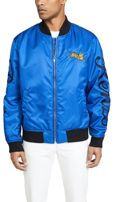 Shop Kenzo Jumping Tiger Crest Bomber Jacket In French Blue