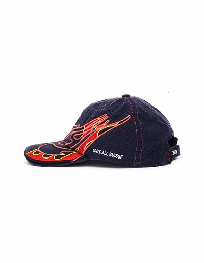 Shop Vetements Embroidered Cotton Cap Swiss In Navy Blue