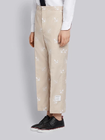Shop Thom Browne Anchor Embroidery Straight-leg Chino In Neutrals