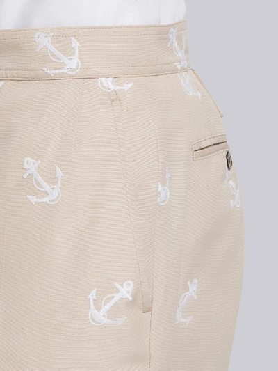 Shop Thom Browne Anchor Embroidery Straight-leg Chino In Neutrals