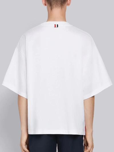 Shop Thom Browne Oversized Jersey Pocket Tee In White
