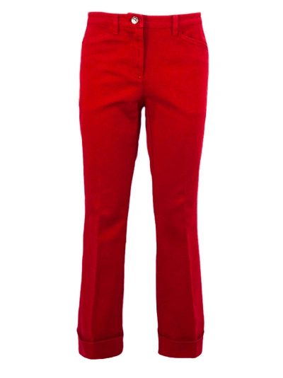 Shop N°21 Red Stretch Cotton Bootcut Trousers In Rosso