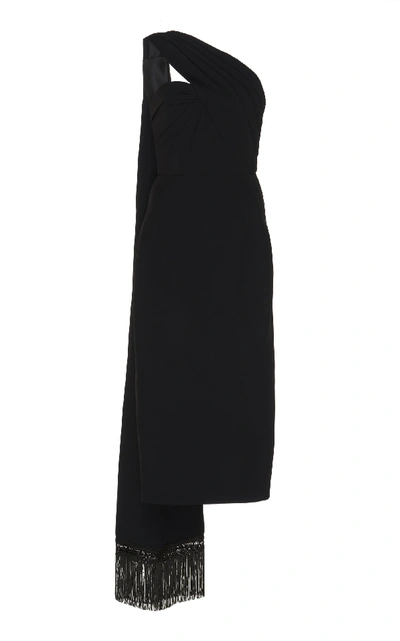 Shop Andrew Gn Scarf-effect Crepe Dress In Black