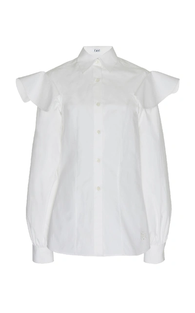 Shop Loewe Ruffle-detailed Cotton Shirt In White