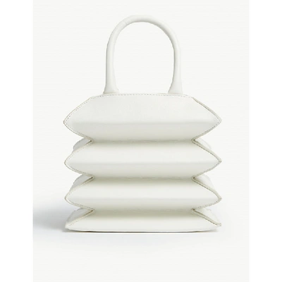 Shop Staud Hutton Leather Tote In White