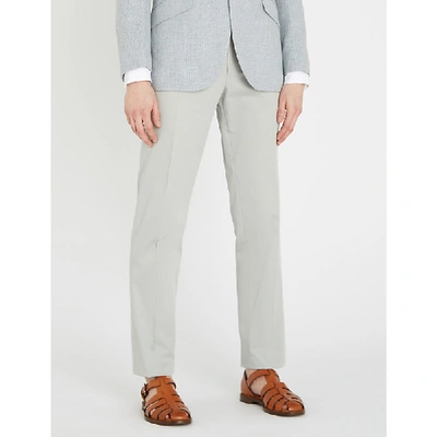 Shop Canali Regular-fit Straight Stretch-cotton Trousers In Grey