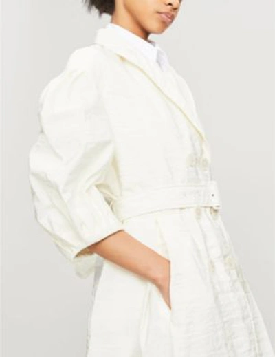 Shop Simone Rocha Puffed-sleeve Crepe Coat In Ivory