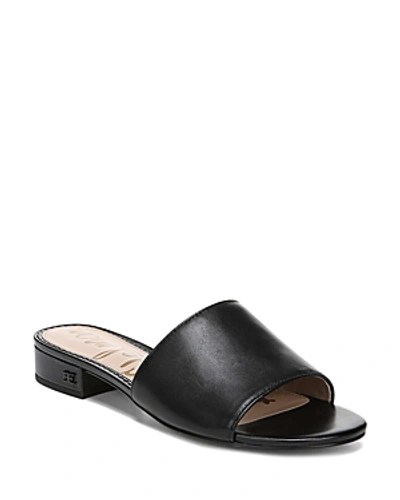 Shop Sam Edelman Women's Kenz Block Heel Slide Sandals In Black Leather