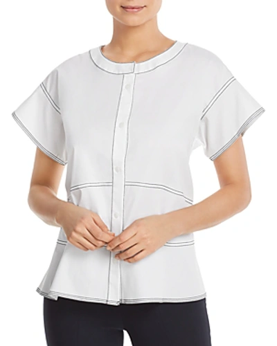 Shop Dkny Donna Karan New York Contrast-stitched Blouse In White