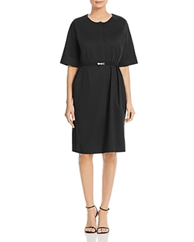 Shop Dkny Donna Karan New York Belted Button-front Dress In Black