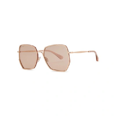 Shop Jimmy Choo Aline Hexagonal-frame Sunglasses In Gold And Other