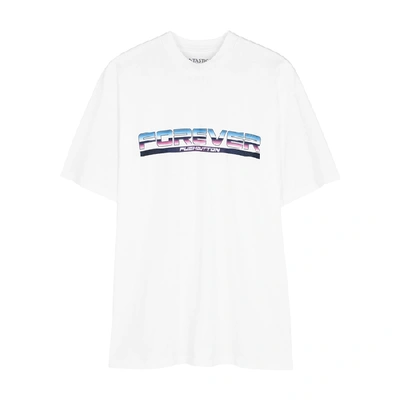 Shop Pushbutton Forever Printed Cotton T-shirt In White