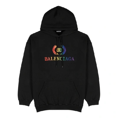 Shop Balenciaga Black Logo Cotton Sweatshirt