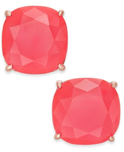 Shop Kate Spade Square Stud Earrings In Neon Coral
