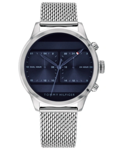 Shop Tommy Hilfiger Men's Stainless Steel Mesh Bracelet Watch 40mm In Silver