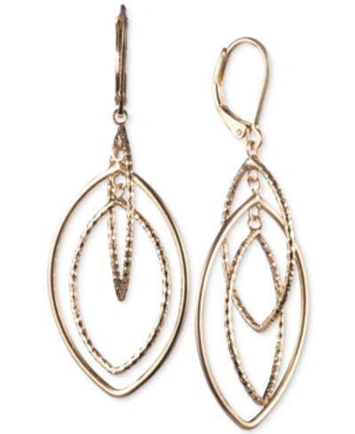 Shop Anne Klein Gold-tone Textured Orbital Drop Earrings