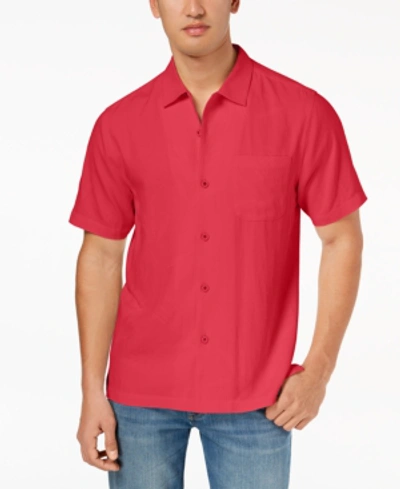 Shop Tommy Bahama Men's Weekend Tropics Silk Shirt, Created For Macy's In Bright Coral Orange