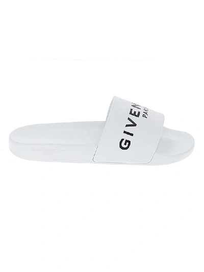 Shop Givenchy Logo Slides In White