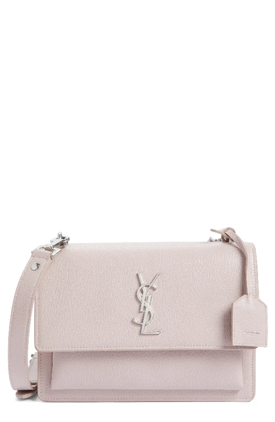 Saint Laurent Medium Sunset Grained Leather Shoulder Bag - Pink In Rose Poudre