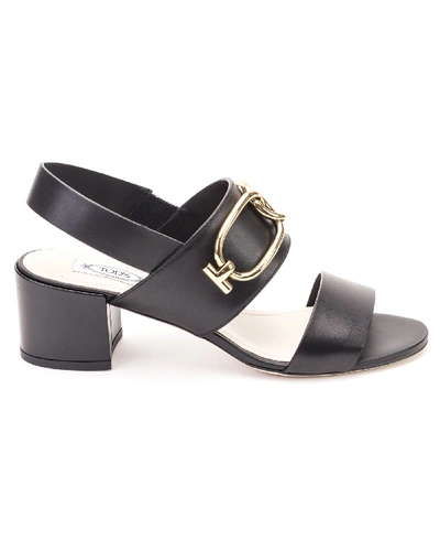 Shop Tod's Tods Leather Sandals In Black