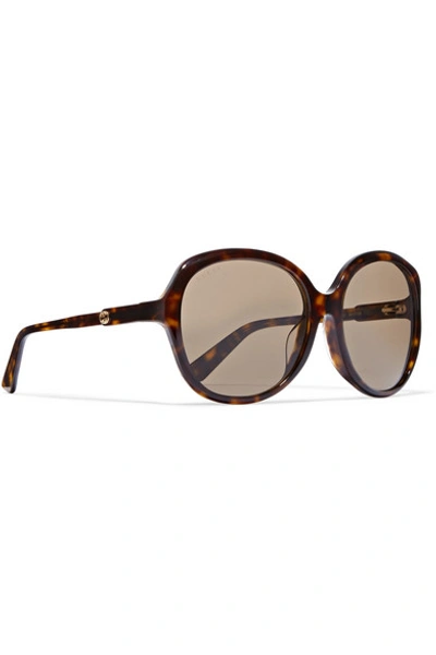 Shop Gucci Oversized Round-frame Tortoiseshell Acetate Sunglasses