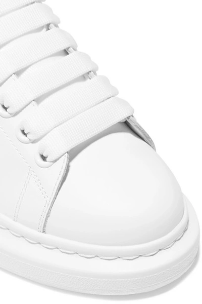 Shop Alexander Mcqueen Suede-trimmed Leather Exaggerated-sole Sneakers In White