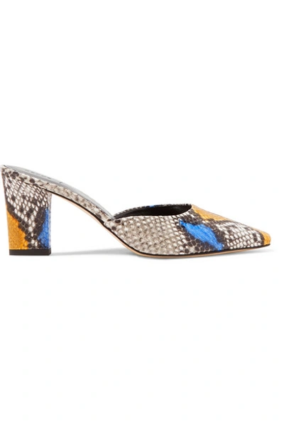 Shop Aeyde Signe Snake-effect Leather Mules In Snake Print