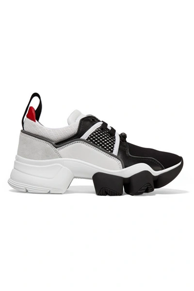 Shop Givenchy Jaw Mesh And Suede-trimmed Leather, Neoprene And Rubber Sneakers