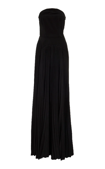 Shop Amur Kenzie Strapless Pleat-detailed Maxi Dress In Black