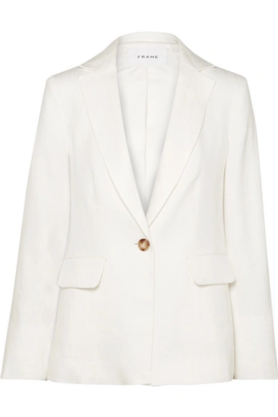 Shop Frame Classic Fine Linen-blend Blazer In White