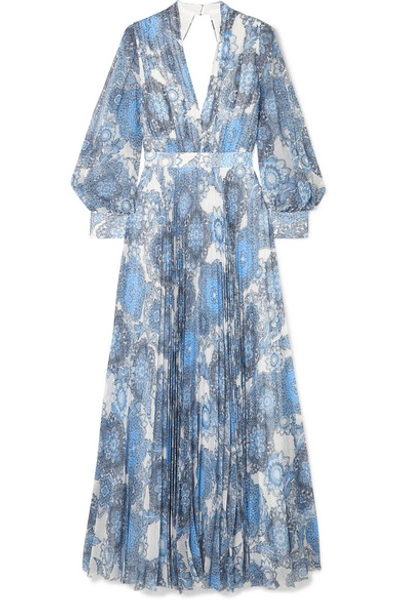 Shop Alice And Olivia Cheney Cutout Floral-print Georgette Maxi Dress