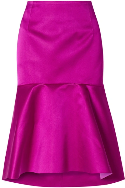 Shop Balenciaga Fluted Silk-satin Skirt In Fuchsia