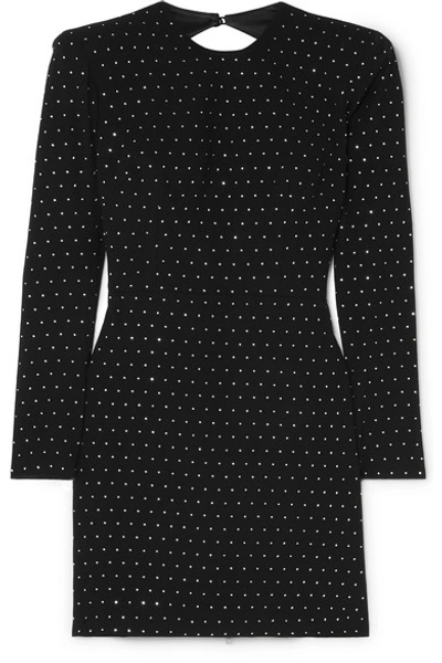 Shop Alex Perry Belle Open-back Crystal-embellished Crepe Mini Dress In Black