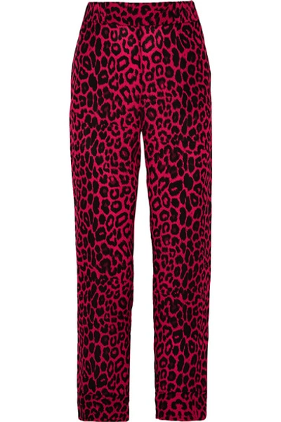 Shop Rta Ambrosia Leopard-print Silk-crepe Straight-leg Pants In Leopard Print