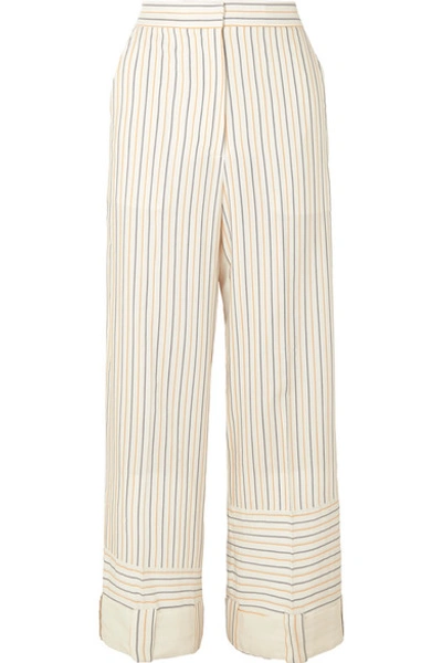 Shop Jw Anderson Striped Woven Wide-leg Pants In Neutral