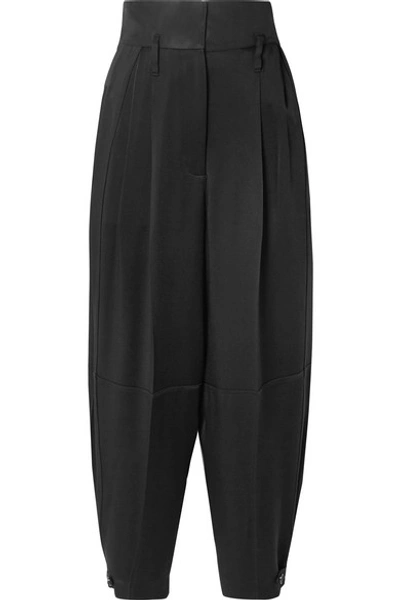 Shop Givenchy Gabardine-paneled Satin-crepe Tapered Pants In Black