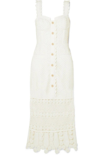 Shop Self-portrait Crocheted Lace Midi Dress