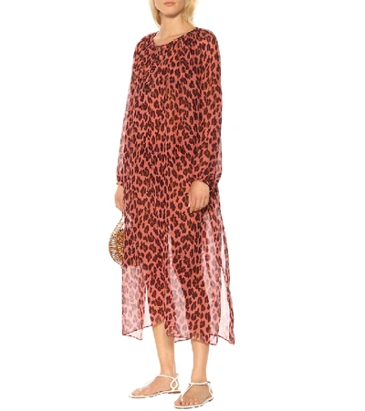 Shop Stella Mccartney Leopard-printed Silk Kaftan In Pink