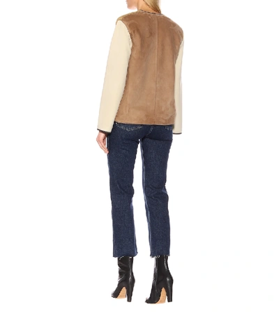 Shop Loewe Suede Jacket In Beige