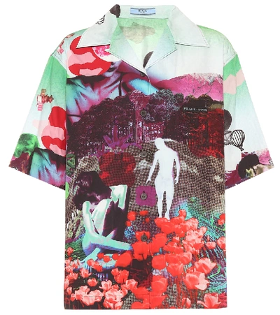 Shop Prada Printed Cotton Shirt In Multicoloured