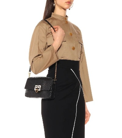 Shop Givenchy Pocket Leather Shoulder Bag In Black